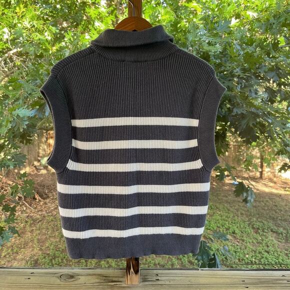 Zara Women's Grey And White Striped Sleeveless Sweater Size S - Picture 2 of 8